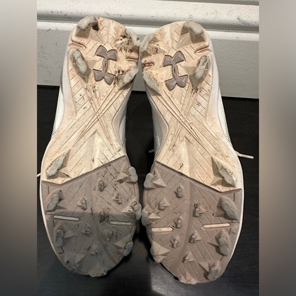 Under Armour Leadoff Mid RM Jr 'White Silver' Size 2.5Y Kids Baseball Cleats - Picture 8 of 10